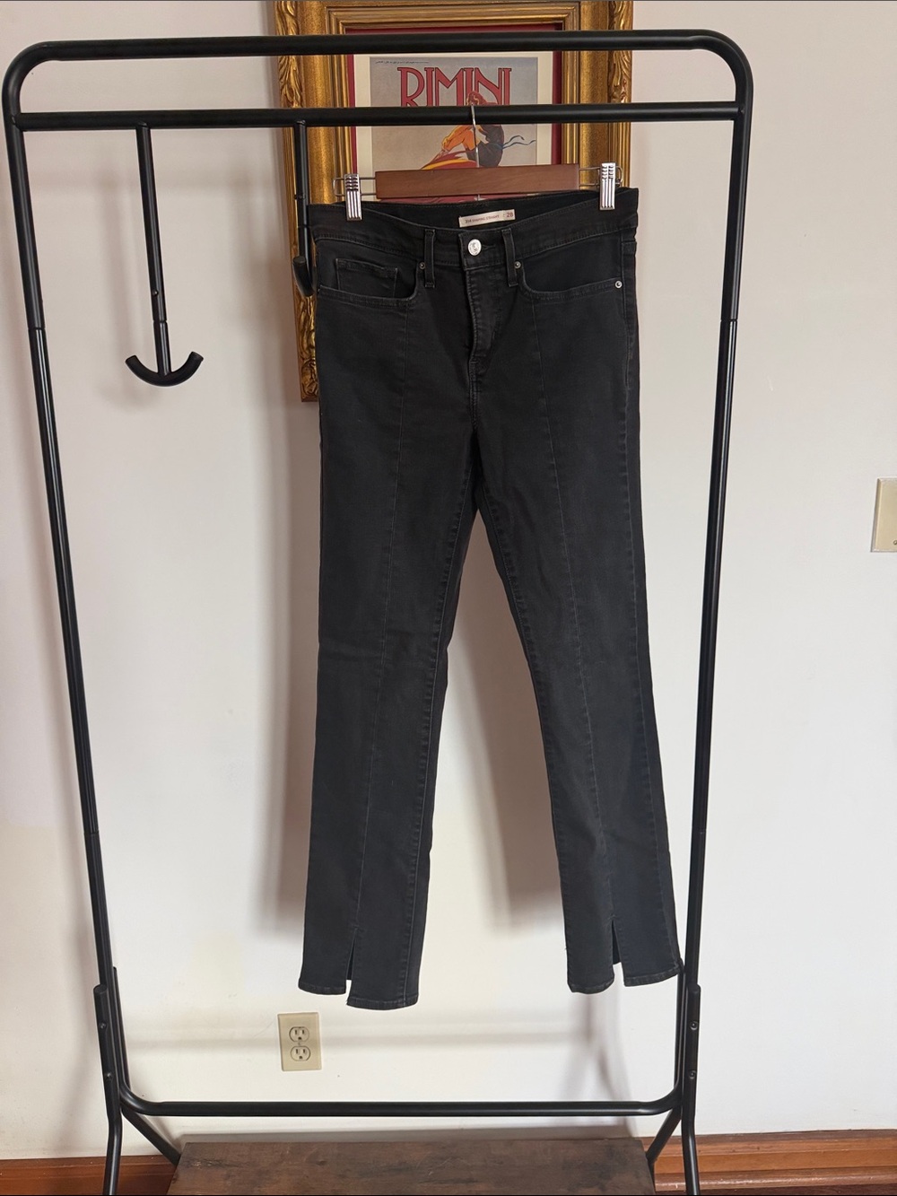 Black Ankle Crop Straight Jeans